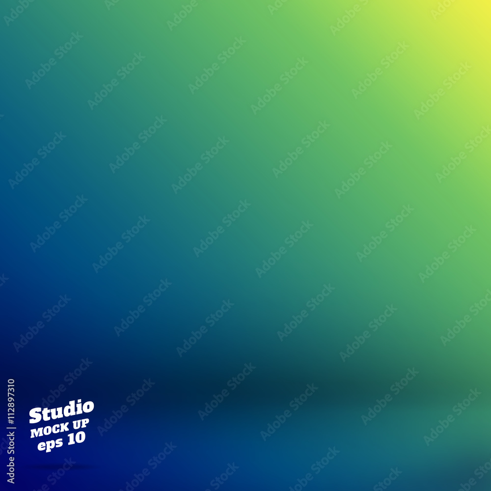 Poster vector,empty studio room background with green and blue material