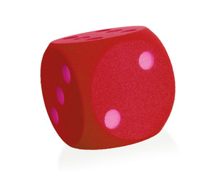 Large red foam dice isolated - 2