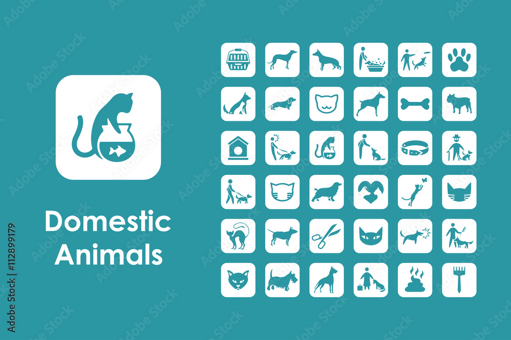 Sticker set of pets simple icons