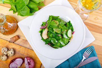 Fresh green salad with spinach