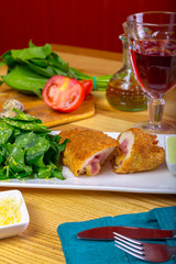 Breaded cutlet served on a plate