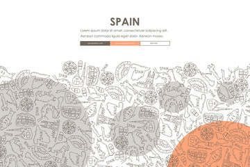 Obraz premium Spain Doodle Website Template Design
