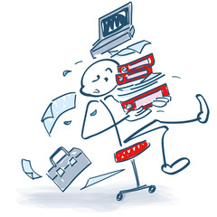 Strichmännchen mit kippenden Bürostuhl