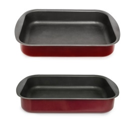 Square baking dish isolated on white background