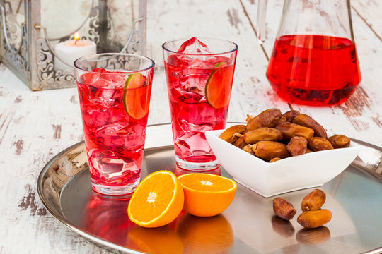 Rooh Afza syrup and dates