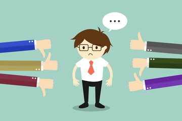 Business concept, Businessman get feedback from other people. Vector illustration.