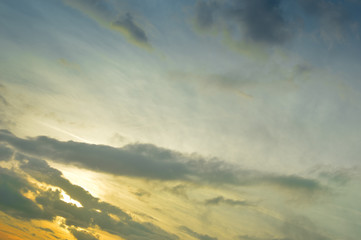 Background of grey dark clouds before storm, natural weather changing, view high
