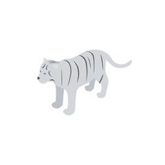 White tiger icon, isometric 3d style