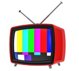 3D Illustration of old style red TV isolated on white