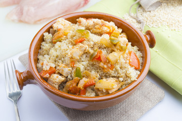 Quinoa salad with vegetables.Superfoods concept