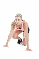 Female athlete on the start line