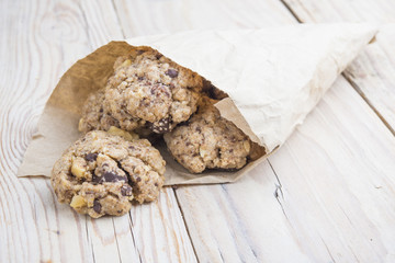 cookies closeup with walnuts and chocolat