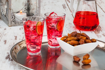 Rooh Afza syrup and dates