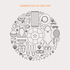 Summertime flat lay line infographics