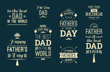 Happy Father's Day Design Collection In Retro Style.