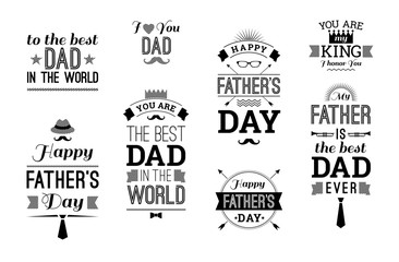 Happy Father's Day Design Collection In Retro Style.
