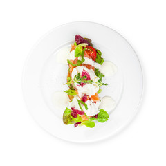 Sandwich with salmon isolated on white background