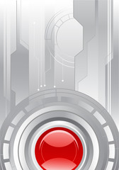 Obraz premium Gray Background with a Red Lens