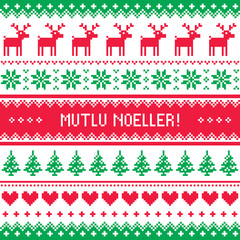 Merry Christmas in Turkish - Mutlu Noeller pattern 