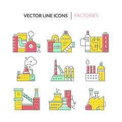 Fototapeta premium Factory Line Icons