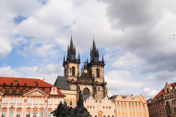 Tyn Church (The Church of Our Lady Before Tyn), Gothic church with a Baroque interior, Prague Czech Republic