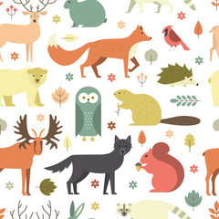 Forest Animals Seamless Pattern