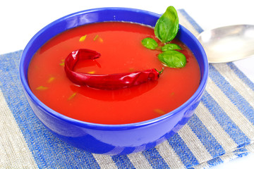 Tomato Soup in Plate. National Italian Cuisine