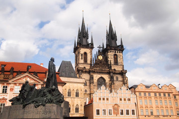 Fototapeta premium Tyn Church (The Church of Our Lady Before Tyn), Gothic church with a Baroque interior, Prague Czech Republic