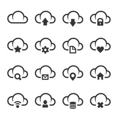 Fototapeta premium Data Cloud with Different Signs Icon Set. Vector