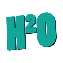 H20 water formula icon, cartoon style