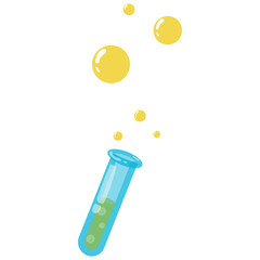 Test tube with bubbles icon, cartoon style
