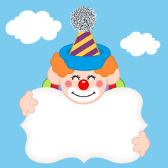 Background with clown and label