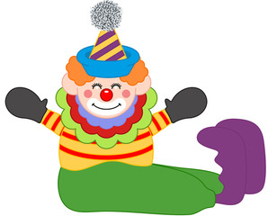 Adorable happy clown sitting
