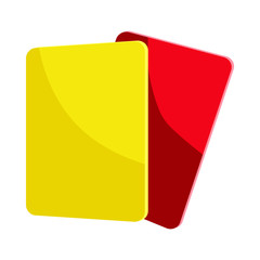 Red and yellow referee cards icon, cartoon style
