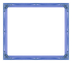 Antique picture blue frame isolated on white background