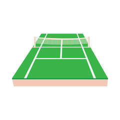 Green tennis court icon, cartoon style
