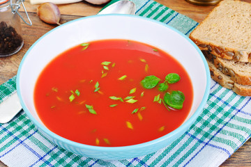 Tomato Soup in Plate. National Italian Cuisine