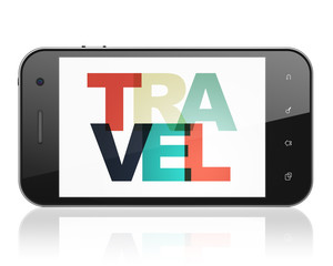 Vacation concept: Smartphone with Travel on  display
