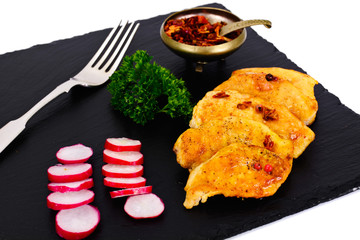 Grilled Chicken Fillet with Radish and Parsley