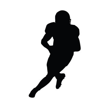 American football player running with ball. Quarterback vector s