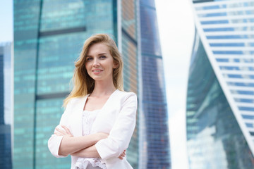 Fototapeta premium Close up portrait of a business woman outdoor