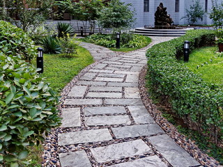 the stone path in the garden
