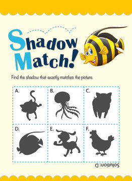 Game template for shadow matching fish