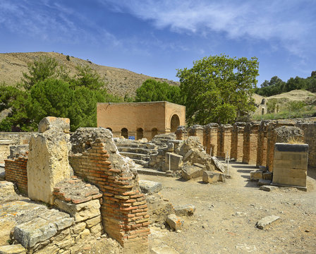 Ancient Odeon in Gortyn. Messara Plain, Crete, Greece. Gortyn, Gortys or Gortyna is a archaeological site on the Mediterranean island of Crete, UNESCO tentative list