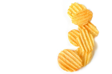 Potato chips on white background - isolated