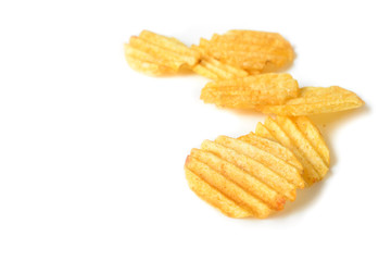 Potato chips on white background - isolated