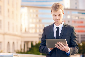 Businessman using technology on the go