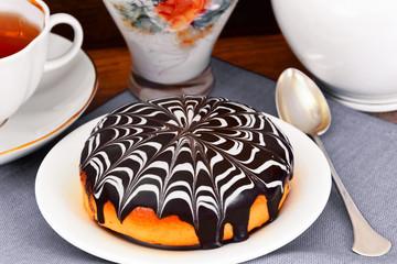 Cake with White and Dark Chocolate. 