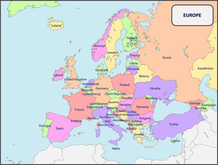Political Map of Europe with Names