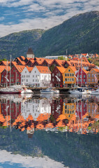 Naklejka premium Famous Bryggen street in Bergen, UNESCO World Heritage Site, Norway
